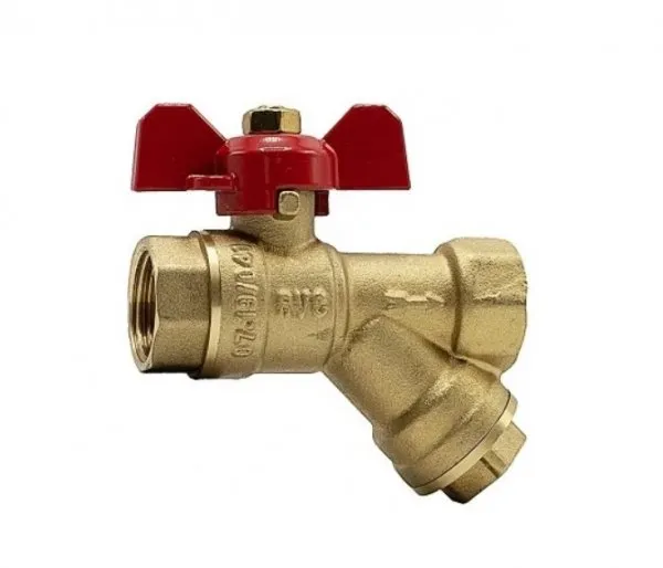 Кран шаровой 1/2" гг с фильтром бабочка RVC