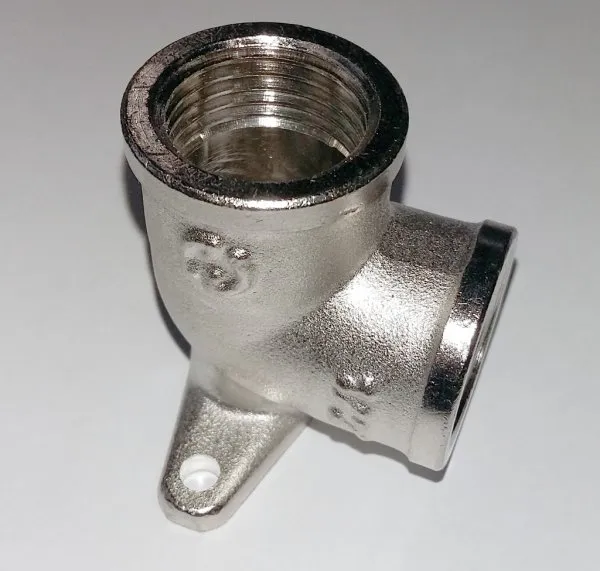Угольник 1/2" гг с креплением STOUT (никель)