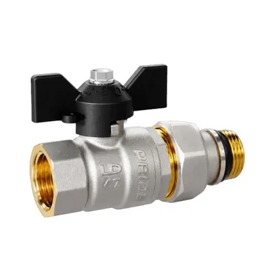 Кран шаровой 3/4" гш американка бабочка (никель) LD с уплонительным кольцом