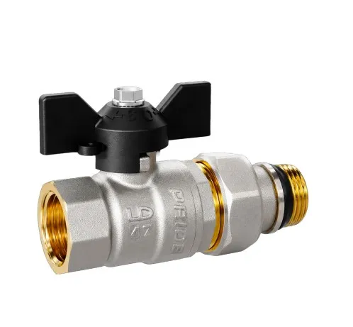 Кран шаровой 3/4" гш американка бабочка (никель) LD с уплонительным кольцом
