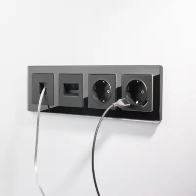 RJ-45 двойная розетка ЧЕРНЫЙ FLORENCE интернет розетка