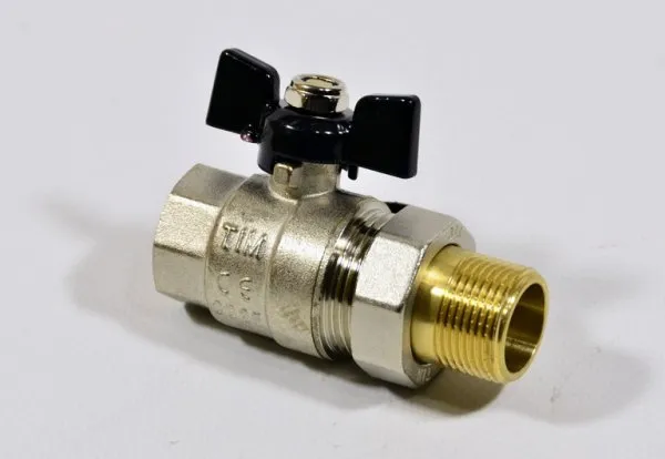 Кран шаровой 1/2" гш американка бабочка (никель) TIM