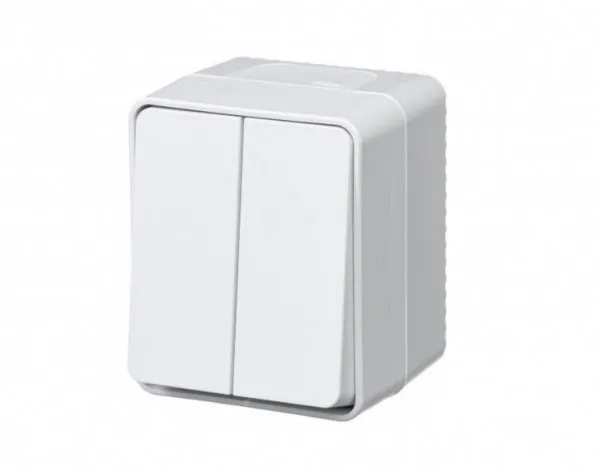 Выключатель двухклавишный IP54 10 АХ, БЕЛЫЙ, Россия ATN540151