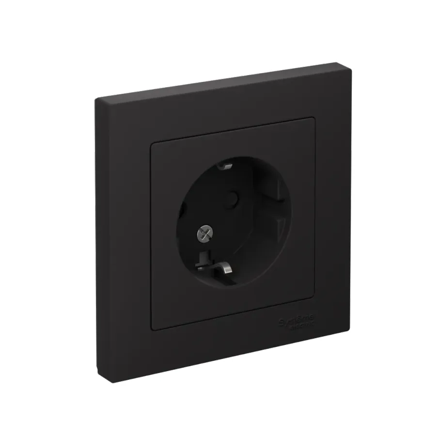 USB c заземлением и шторками 16А КАРБОН ATLASDESIGN розетка