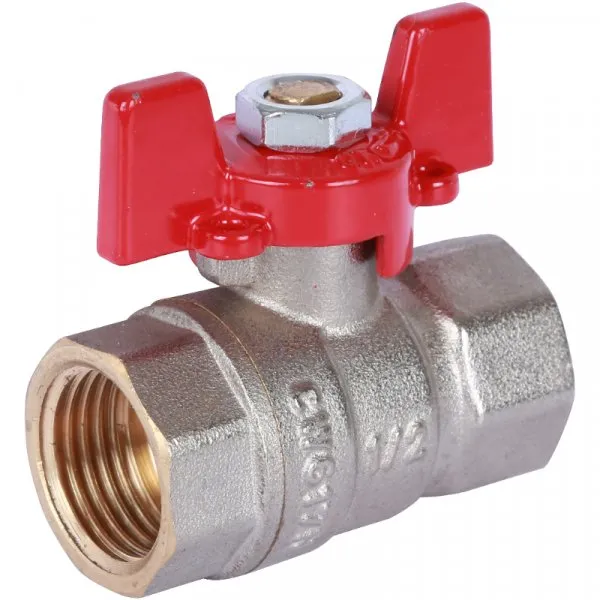 Кран шаровой 1/2" гг бабочка (никель) ROMMER