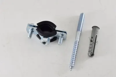 Хомут стальной 3/8" (15-19) с резиновым уплотнителем и крепежом М8х80+дюбель (200шт/уп)
