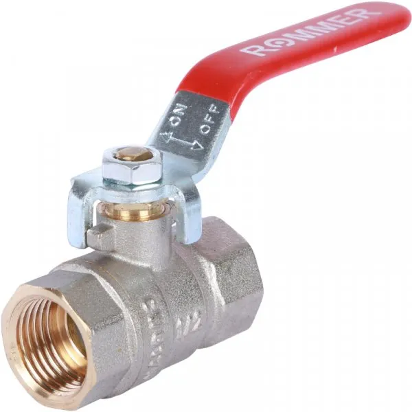 Кран шаровой 1/2" гг ручка (никель) ROMMER