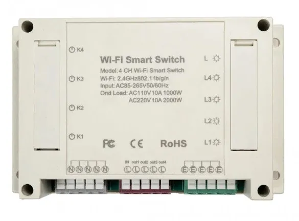 Умное реле 16А, четырехканальное Powerswitch-4M Sibling