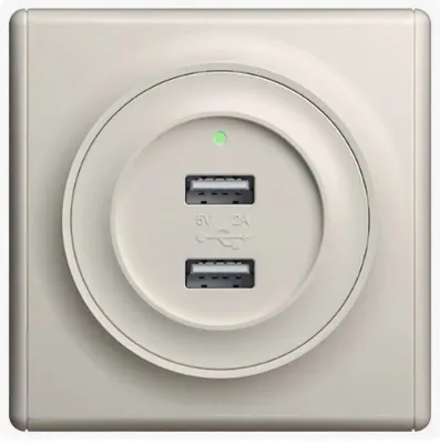 USB двойная розетка 5В 2,1А БЕЖЕВЫЙ FLORENCE