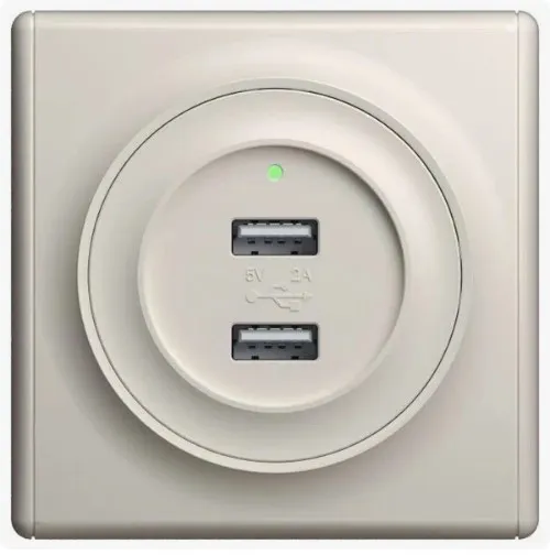 USB двойная розетка 5В 2,1А БЕЖЕВЫЙ FLORENCE
