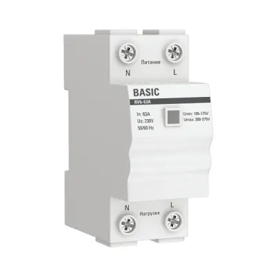 Реле напряжения (сквозное подключение) RVb-63A Basic