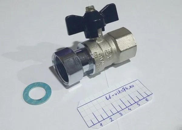 Кран шаровой 1/2" гг с накидной гайкой прямой LD