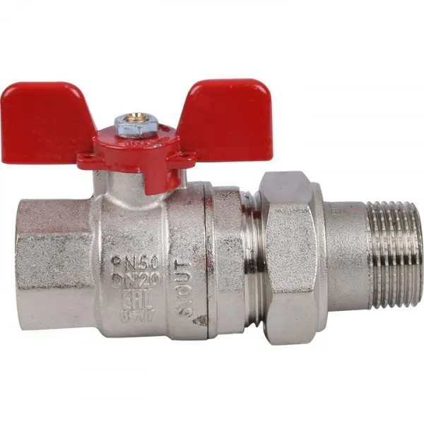 Кран шаровой 3/4" гш американка бабочка EPDM STOUT