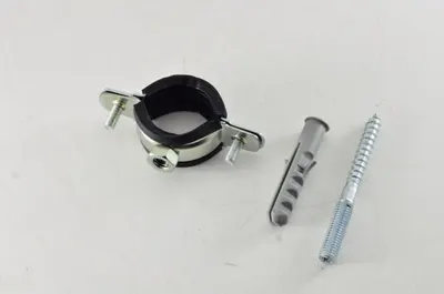 Хомут стальной 3/4" (25-29) с резиновым уплотнителем и крепежом М8х80+дюбель (72шт/уп) STOUT