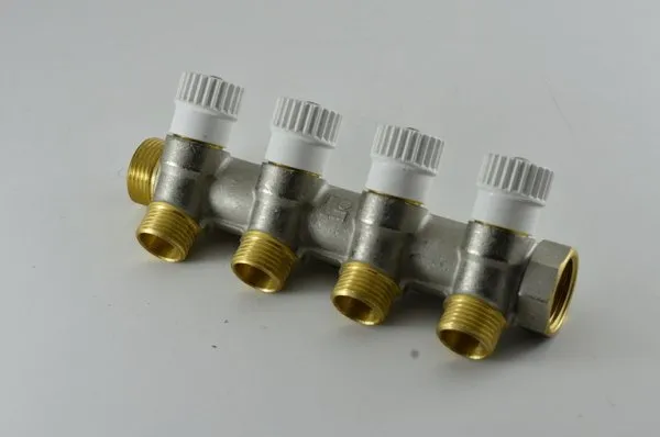 Коллектор 1"х1/2"х4 гш рег/кран STOUT