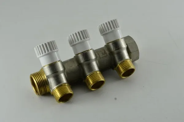 Коллектор 1"х1/2"х3 гш рег/кран STOUT