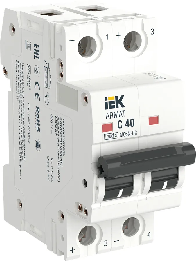 Выключатель автоматический 2P C 40А M06N (AR-M06N-2-C040) ARMAT IEK
