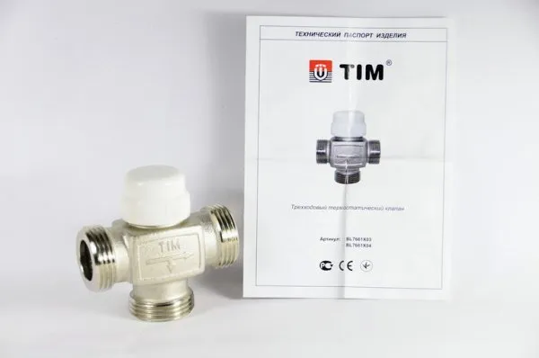 Клапан 3-Ходовой смесительный 1" (с боковым смешением; Kv 3,2; t:38-60 t:0-70) TIM