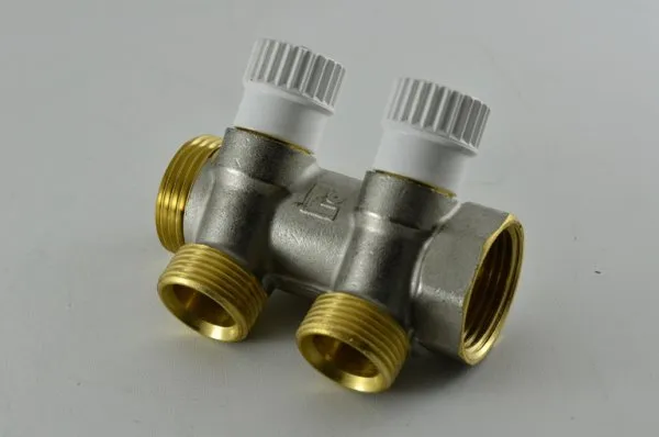 Коллектор 1"х1/2"х2 гш рег/кран STOUT