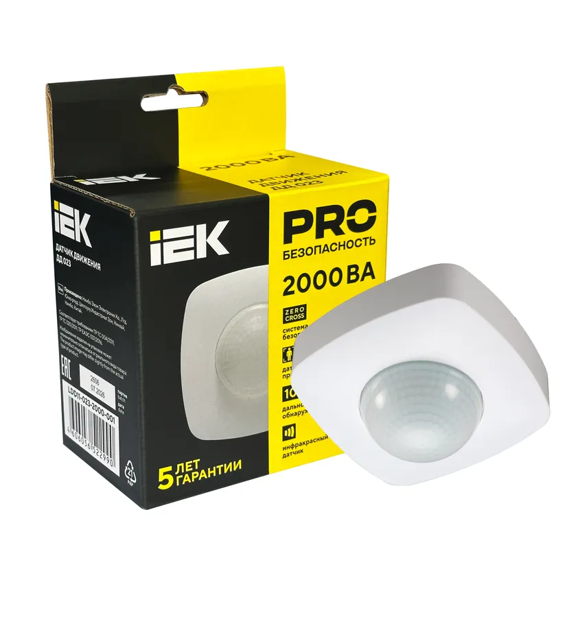 Датчик движения ДД 023 белый 2000Вт 360гр 20м IP20 IEK LDD11-023-2000-001 IEK