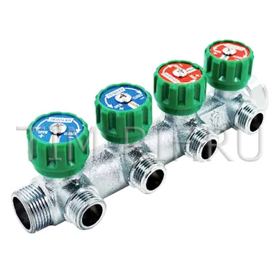 Коллектор 1"х3/4"х 4 гш рег/кран EK