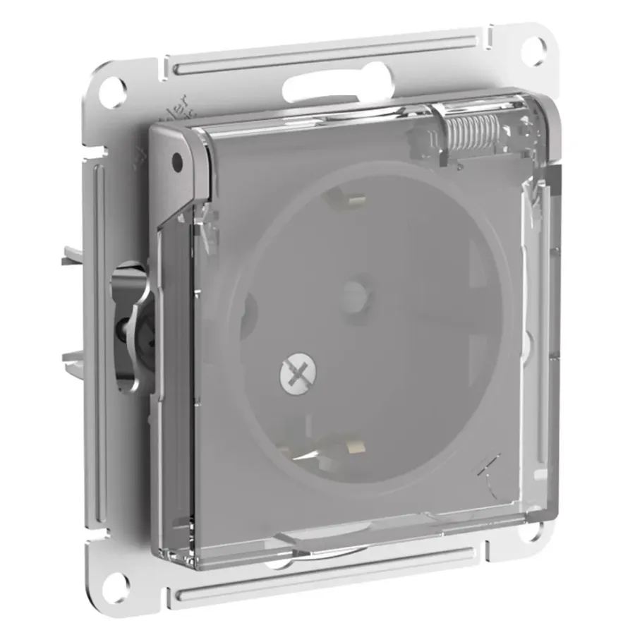 С крышкой заземлением и шторками 16А IP44 БЕЛЫЙ ATLASDESIGN розетка