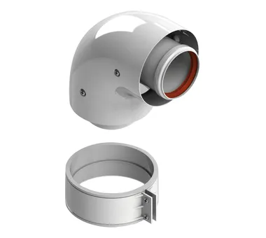STOUT Элемент дымохода отвод коаксиальный 90° Ø60/100, п/м уплотнения и хомут в комплекте