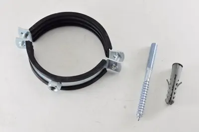Хомут стальной 2.1/2" (75-80) с резиновым уплотнителем и крепежом М8х80+дюбель (78шт/уп) STOUT