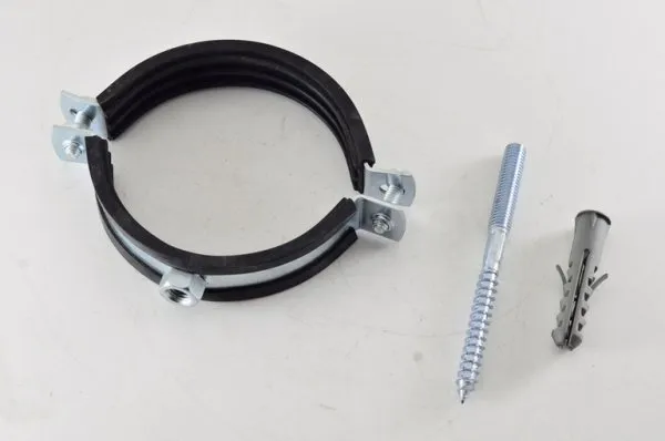 Хомут стальной 2.1/2" (75-80) с резиновым уплотнителем и крепежом М8х80+дюбель (78шт/уп) STOUT