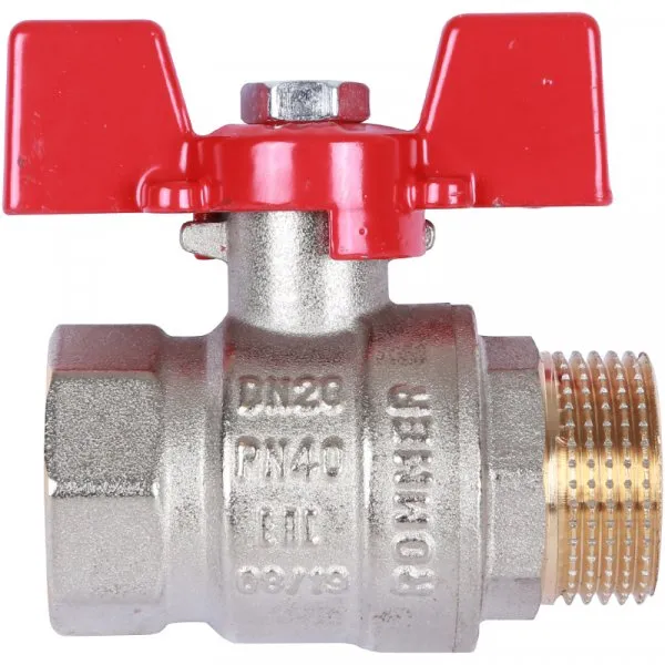 Кран шаровой 3/4" гш бабочка (никель) ROMMER
