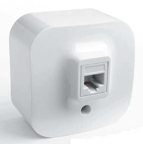 Розетка двойная компьютерная RJ45 категория 5е UTP белая наружная Quteo