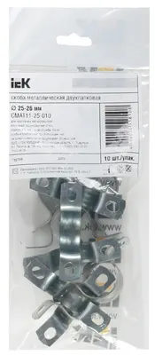 Скоба металлическая двухлапковая d=25-26мм CMAT11-25-100 IEK